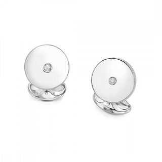 Deakin & Francis Sterling Silver Cufflinks with Diamond Center