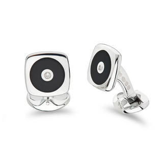 Deakin & Francis Sterling Silver Onyx Inlay Cufflinks