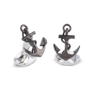 Deakin & Francis Oxidized Sterling Silver Anchor Cufflinks