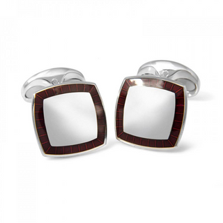 Deakin & Francis Sterling Silver Cufflinks with Red Enamel