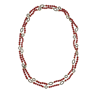 Aletto Brothers 18K Gold Coral Beaded Black Enamel Necklace