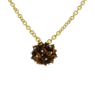 Aletto Brothers 18K Gold Tiger's Eye Bead and Diamond Pendant Necklace