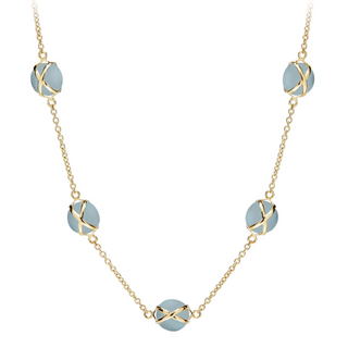 L. Klein 18K Gold Aquamarine Prisma Station Necklace