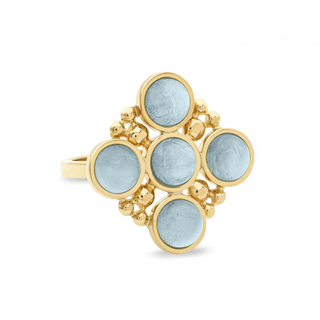 L. Klein 18K Gold Aquamarine Bubble Ring