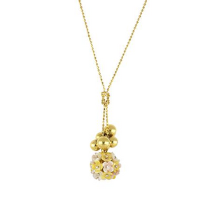 Tenenbaum 18K Gold Mother Of Pearl Flower Pendant Necklace with Diamonds