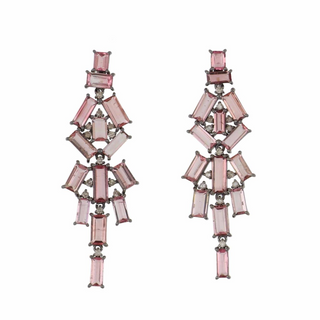Maharaja Sterling Silver Tourmaline Multi Drop Earrings with Diamonds