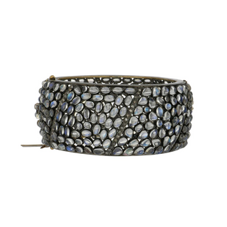 Maharaja Two-Tone Moonstone Bangle with Diamonds
