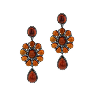 Maharaja Two-Tone Citrine Drop Earrings with Diamonds
