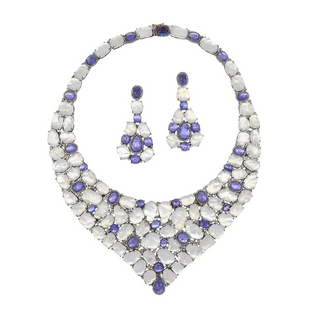 Maharaja Sterling Silver Tanzanites with Moonstones Suite