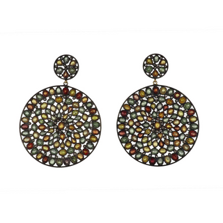 Maharaja Sterling Silver Sapphire Drop Earrings with Diamond