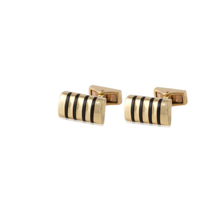 Vintage 18K Gold Onyx Stripe Cufflinks