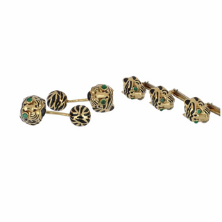 David Webb 18K Gold Emeralds Dress Set