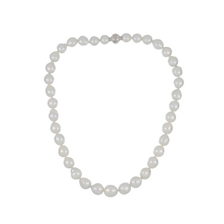 Estate Mikimoto 18K White Gold Graduated Semi-Baroque Pearl Strand