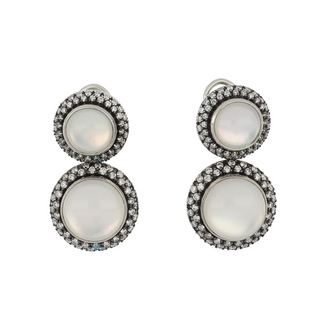 David Yurman Sterling Silver Rock Crystal Drop Earrings with Diamonds