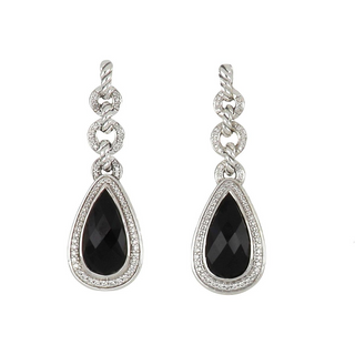 Estate David Yurman Sterling Silver Onyx Multi Drop Earrings