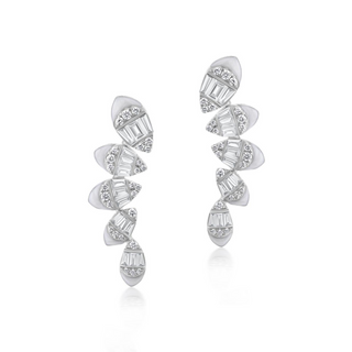 18K White Gold and Enameled Diamond Drop Earrings