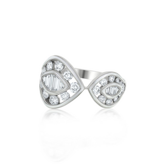 Tenenbaum 18K White Gold White Enamel Diamond Ring
