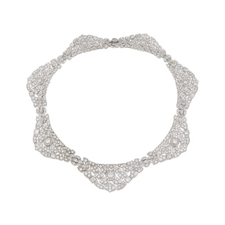 Mid-Century 18K White Gold Diamond Bib Necklace