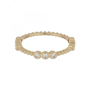 14K Gold Bead and Diamond 3/4 Band