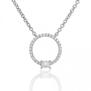 Tenenbaum 18K White Gold Diamond Circle Pendant Necklace