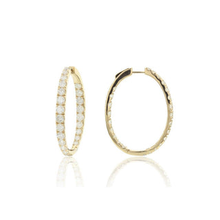 18K Gold Diamond Inside/Out Hoop Earrings