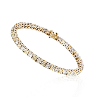 Estate 18K Two-Tone Gold Fancy Yellow & White Diamond Line Bracelet
