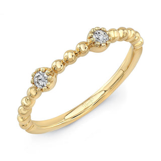 14K Gold Bead and Diamond Half Band