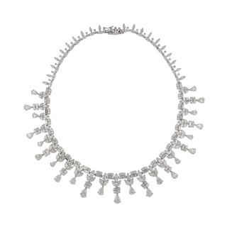 Important Mid-Century Platinum Mixed-Cut Diamond Garland Fringe Necklace