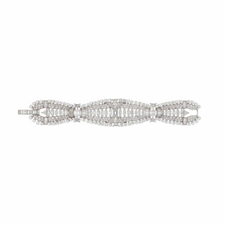 Mid-Century Platinum Wide Fancy-Cut Diamond Link Bracelet