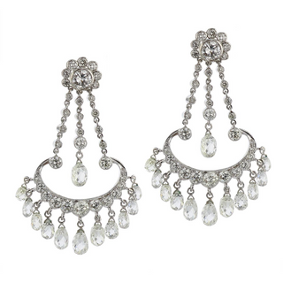 Estate 18K White Gold Diamond Chandelier Fringe Earrings