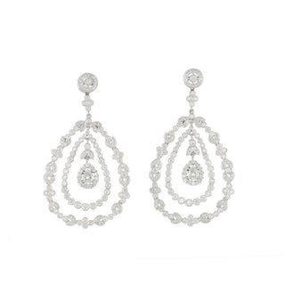 Estate 18K White Gold Diamond Garland Style Drop Earrings