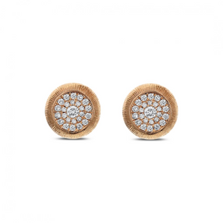 18K Rose Gold Diamond Button Earrings