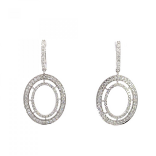 Estate 18K White Gold Diamond Drop Earrings