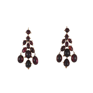 Georgian 14K Rose Gold Garnet Girandole Earrings