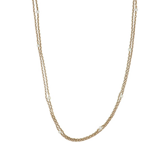 Victorian 18K Rose Gold Pearl Longaurd Chain