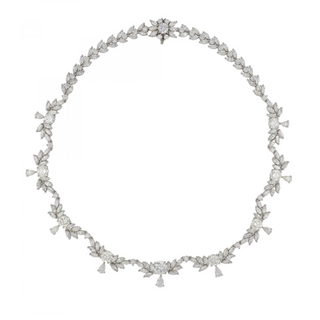 Mid-Century Platinum Fancy Shape Diamond Garland Collar Necklace