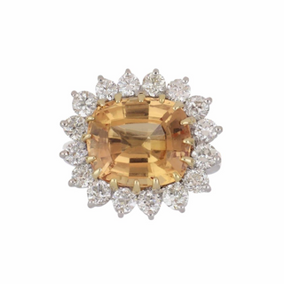 Tenenbaum 18K White Gold No-Heat Topaz and Diamond Cluster Ring