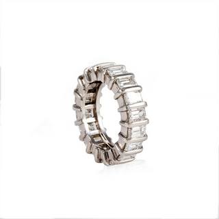 Vintage 1990s Platinum Emerald Cut Diamonds Eternity Band