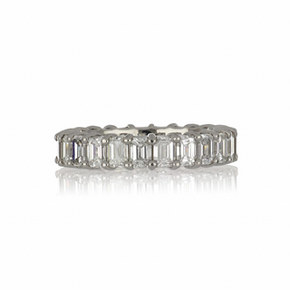 Vintage 1990s Platinum Emerald Cut Diamond Eternity Band