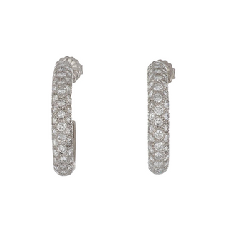 Vintage Pave Diamond 1" Hoop Earrings