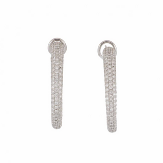 Estate 18K White Gold Diamond Hoop Earrings