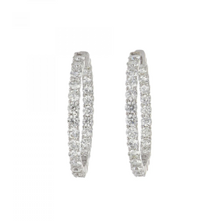 Estate 18K White Gold Diamond Hoop Earrings