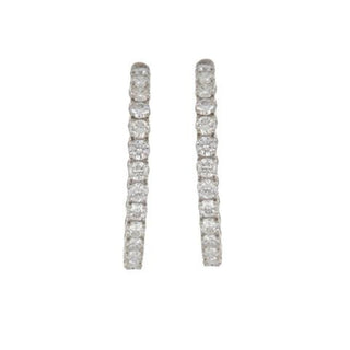 Estate 14K White Gold Diamond Inside/Out Hoop Earrings