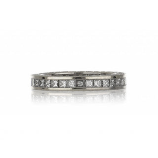 Estate 18K White Gold Princess and Round Cut Diamond Eternity Band