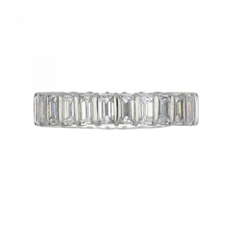 Vintage 1990s Platinum Emerald Cut Diamond Eternity Band