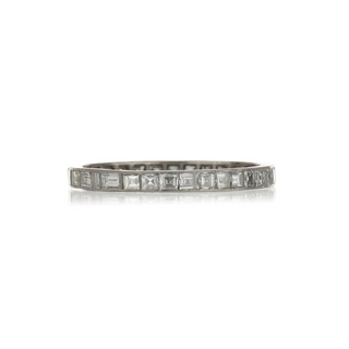 Art Deco Platinum Carre Cut Diamond Eternity Band