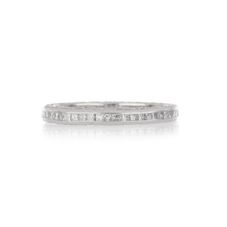 Estate Platinum Princess and Round Cut Diamond Eternity Band
