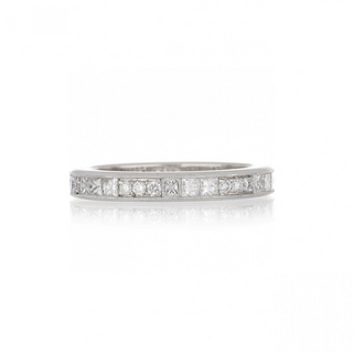Estate Platinum Princess and Round Cut Diamond Eternity Band
