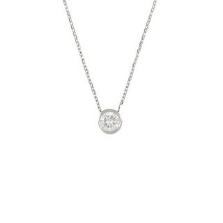 Estate Bezel-Set Diamond Solitaire Pendant Necklace