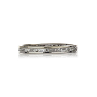 Estate 14K White Gold Baguette and Round Cut Diamond Eternity Band